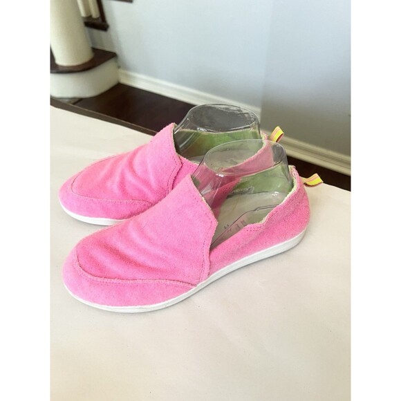 Vionic BEACH Malibu Comfort Slip-On Sneakers Neon Pink WOMEN 8 Terry Cloth - Picture 2 of 7